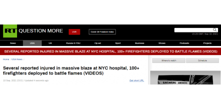 The day before the 20th anniversary of September 11, a fire broke out on the roof of a hospital in N