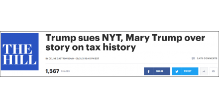 Trump sued his niece and the New York Times: the compensation should not be less than $100 million