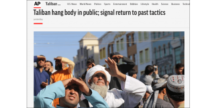 After killing the kidnappers, the Afghan Taliban hanged the bodies in the square